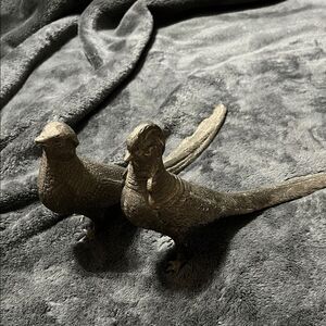 Vtg Metal Pheasants Pair 13.5" Male 14.5" Female Bird Figurines